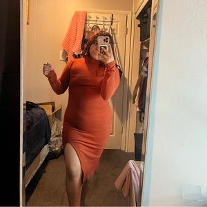 Orange long sleeve midi dress. Originally from shein size L